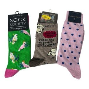 Men's Colorful Sock Bundle Blue Q, Brooks Brothers, Sock Society 3 Pair NIP